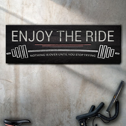 Enjoy The Ride gym canvas wall art with a motivating message, ready to hang