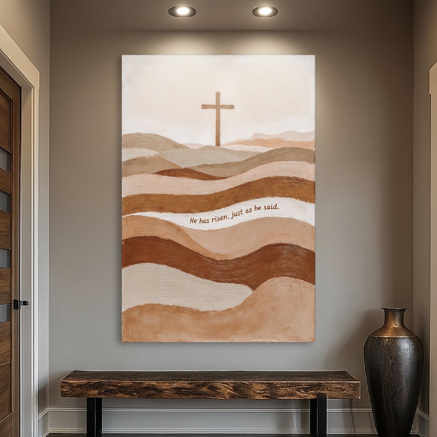 He Has Risen Just As He Said faith canvas wall art with clean bold typography on premium gallery-wrapped canvas