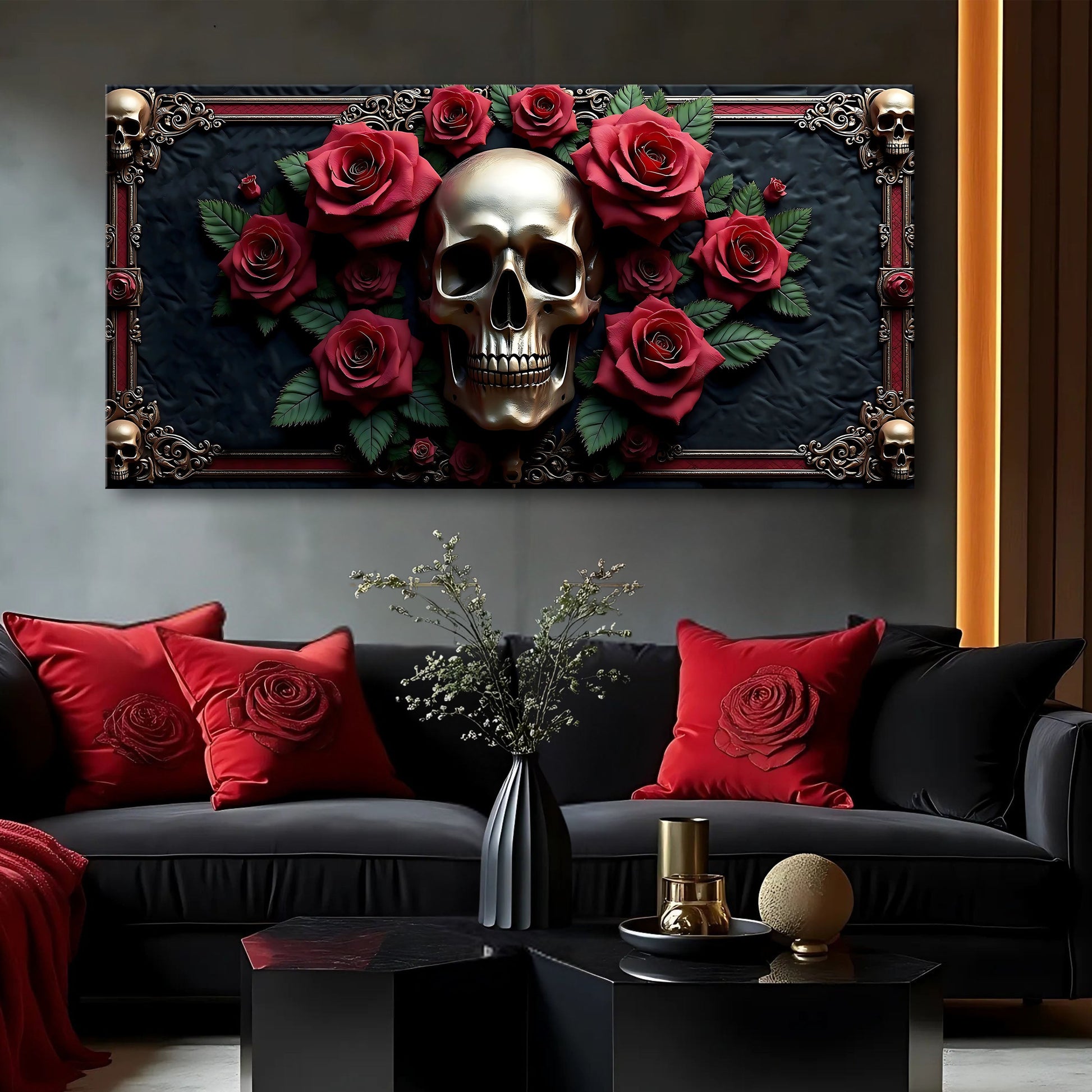 Dimensional 3D skull design canvas wall art decor
