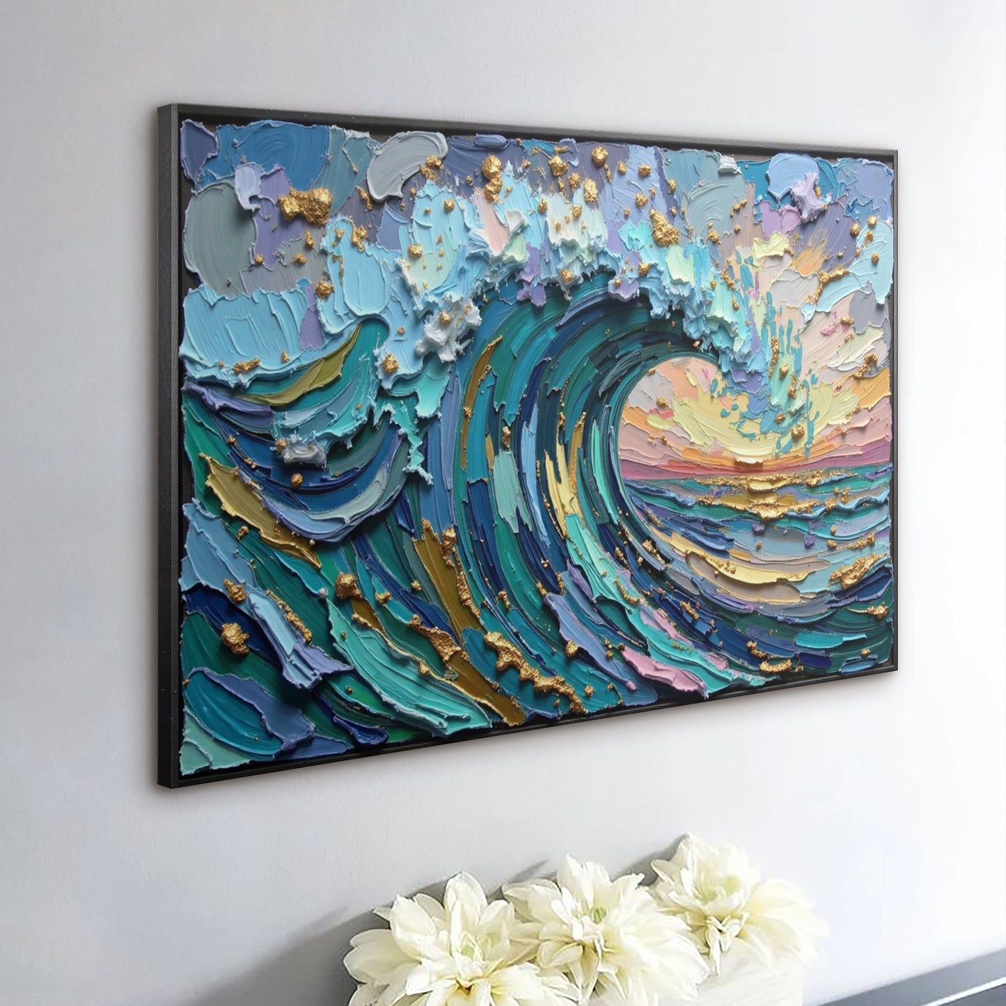 Golden Tide Canvas Wall Art - Coastal Ocean Print
