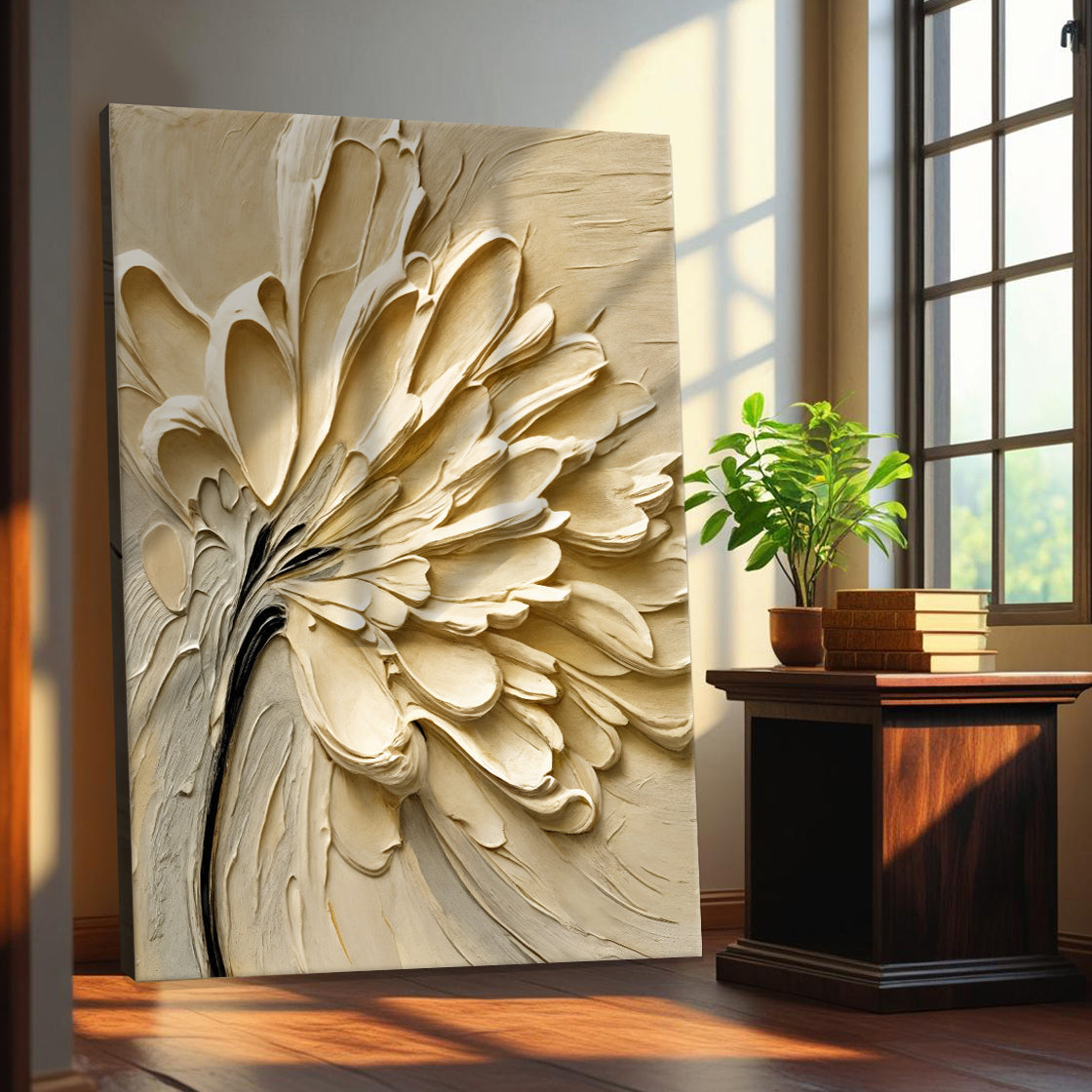 Flower splatter abstract floral canvas wall art with expressive color, gallery-wrapped