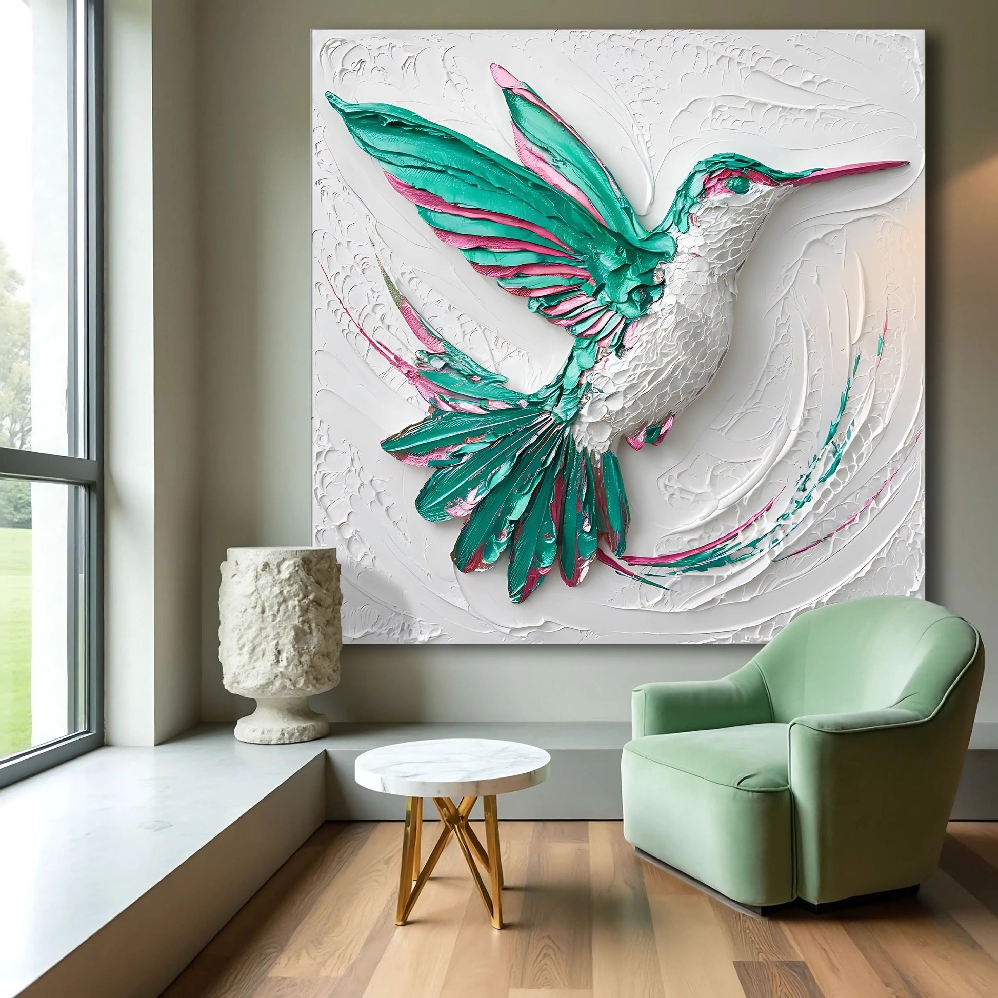 3D hummingbird canvas wall art design
