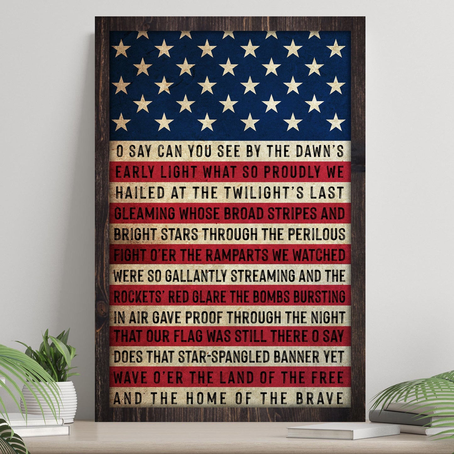 American Anthem patriotic rustic word-art canvas sign second design