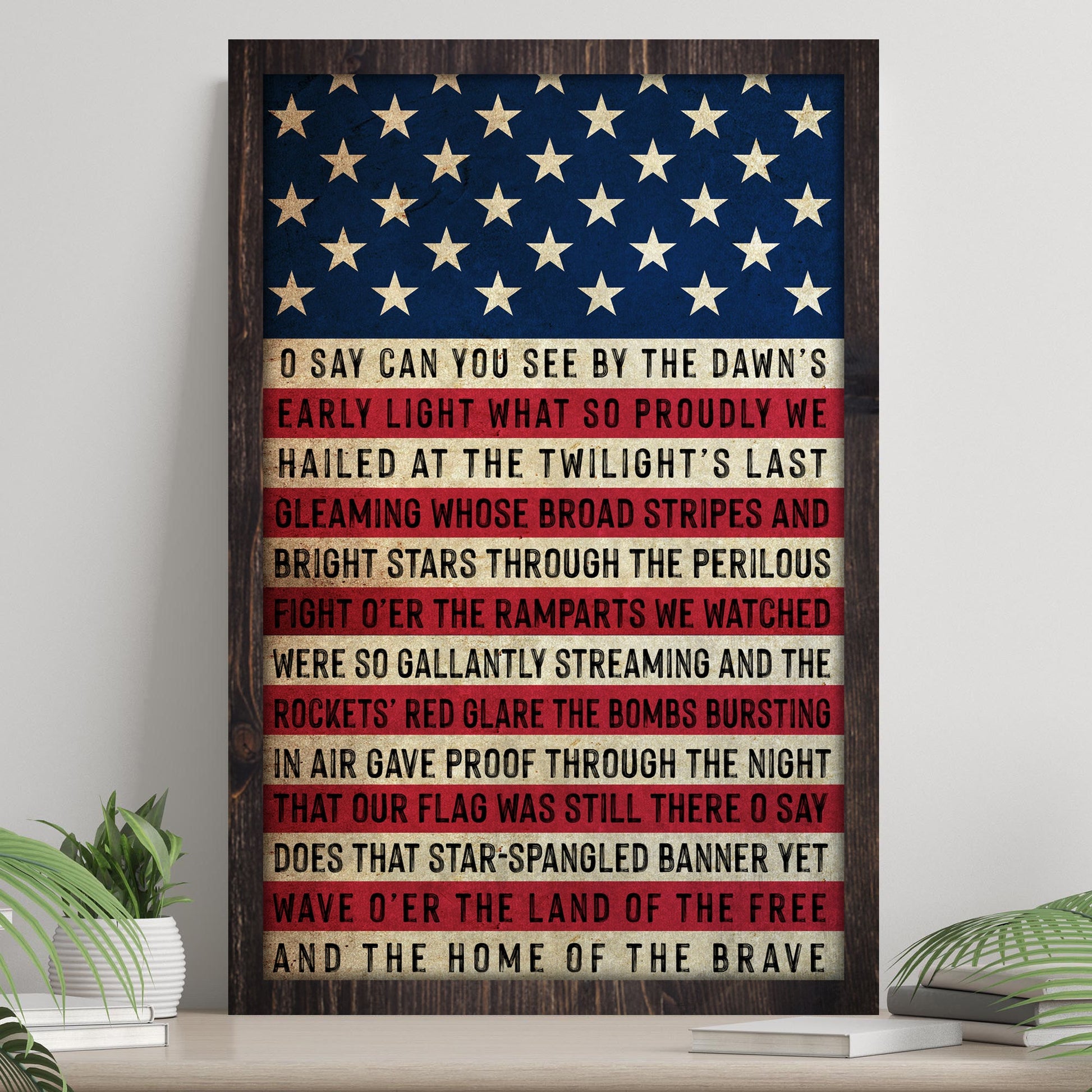American Anthem patriotic rustic word-art canvas sign second design