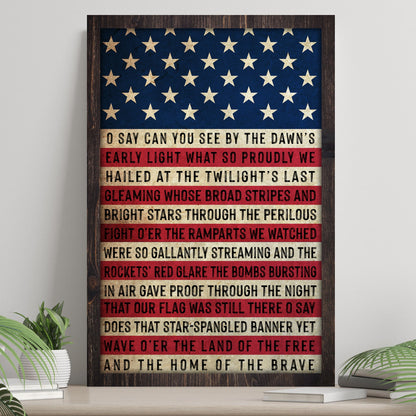 American Anthem patriotic rustic word-art canvas sign second design