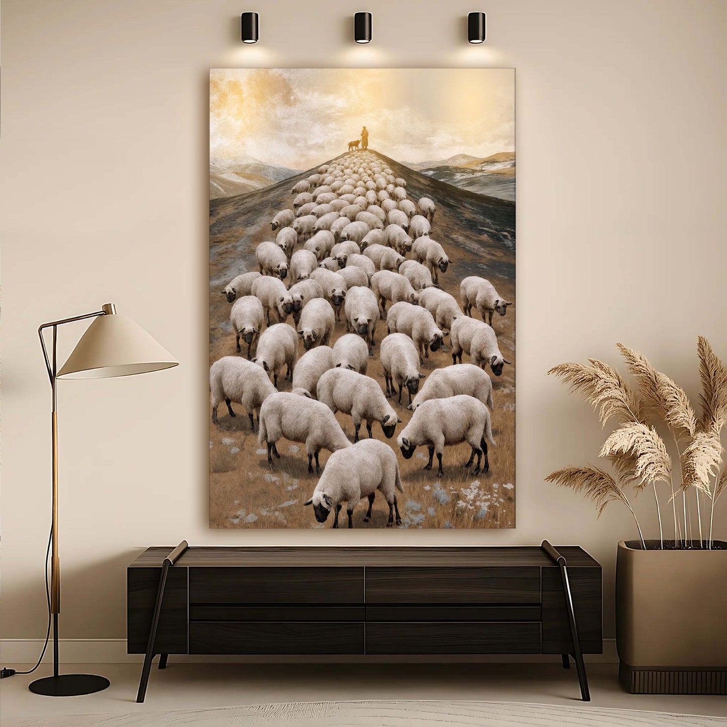 Parable of the Lost Sheep faith canvas wall art design II with biblical scene