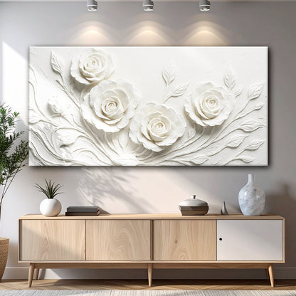 Floral abstract canvas wall art with soft natural shapes, ready to hang