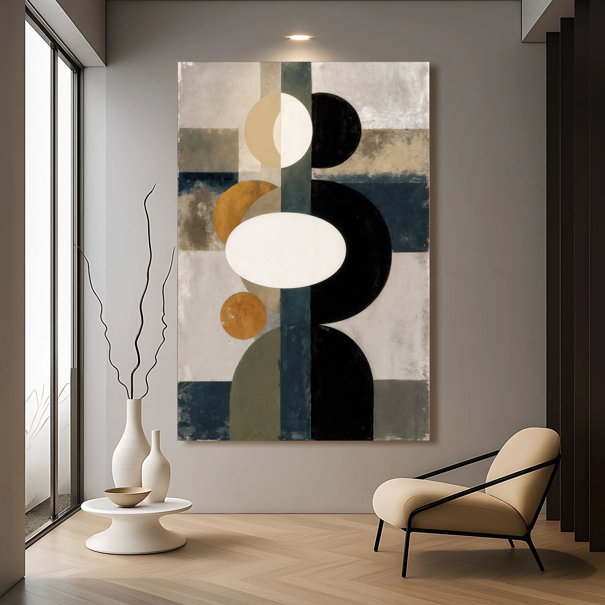 Abstract contemporary geometric canvas wall art