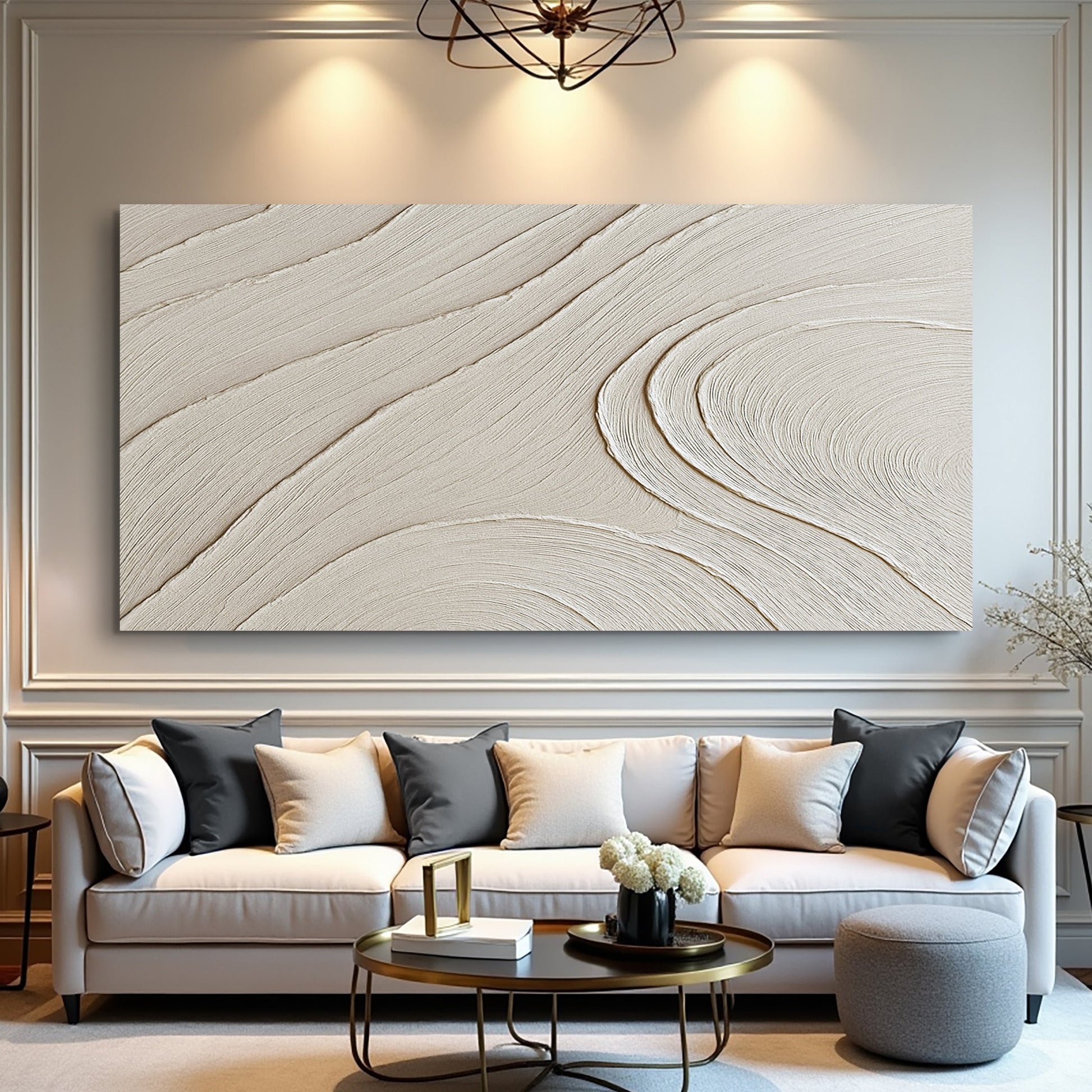 Minimalist abstract canvas wall art in a clean modern neutral style, ready to hang