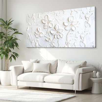 Floral abstract canvas wall art in soft tones, ready to hang