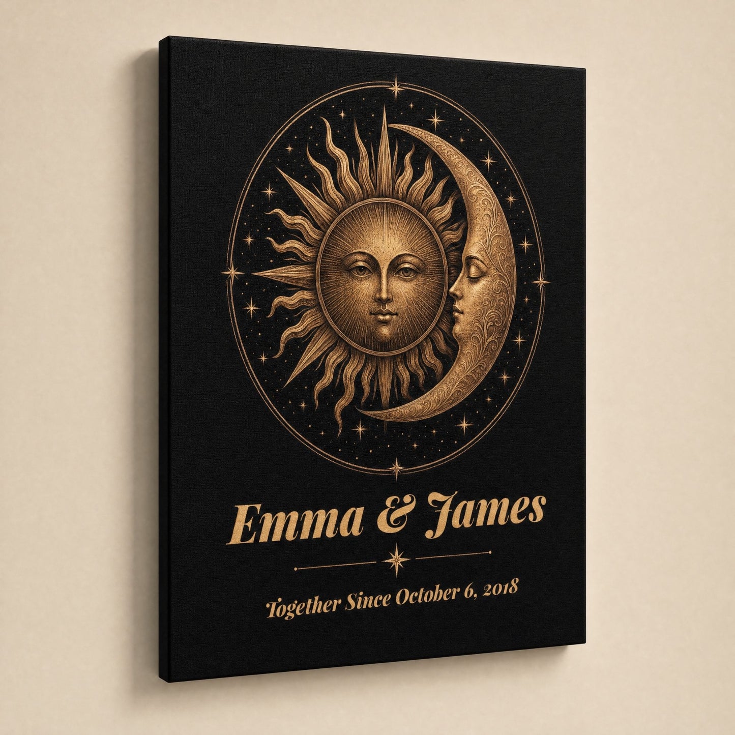 Personalized Sun & Moon Bronze Anniversary Canvas