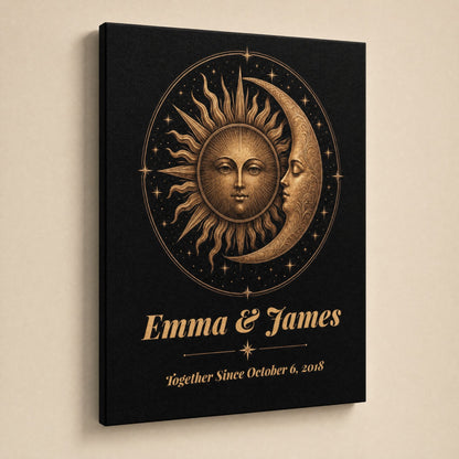 Personalized Sun & Moon Bronze Anniversary Canvas