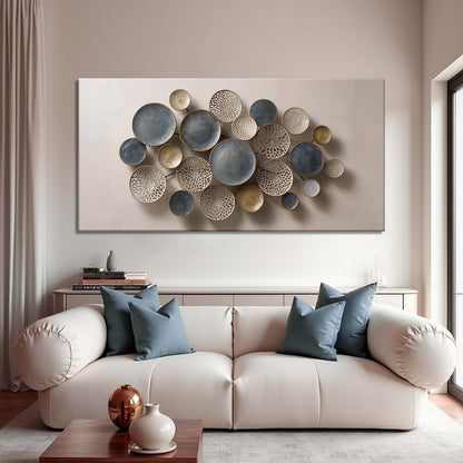 Lotus leaf abstract canvas wall art with a soft botanical touch, ready to hang