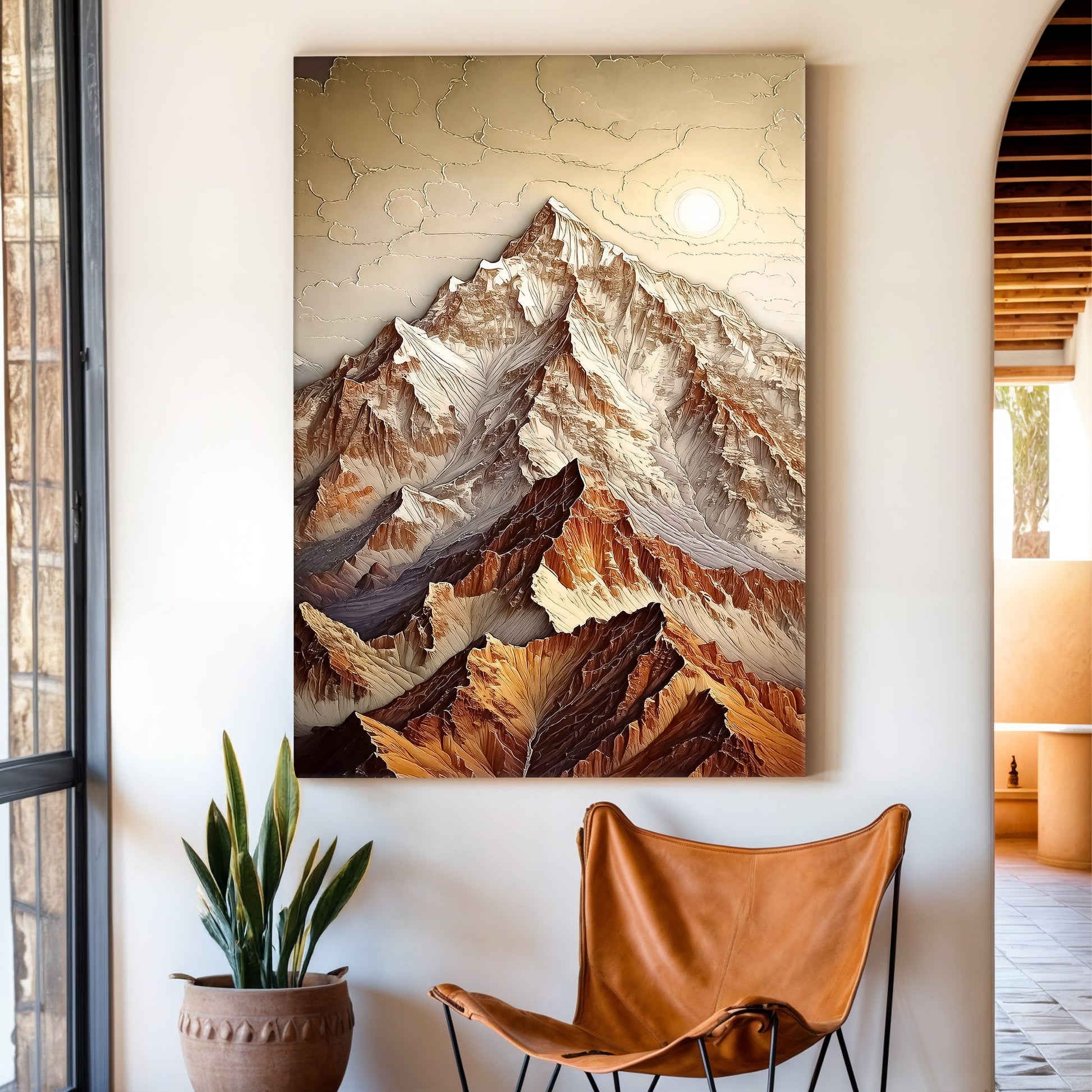 3D minimalist mountain canvas wall art design