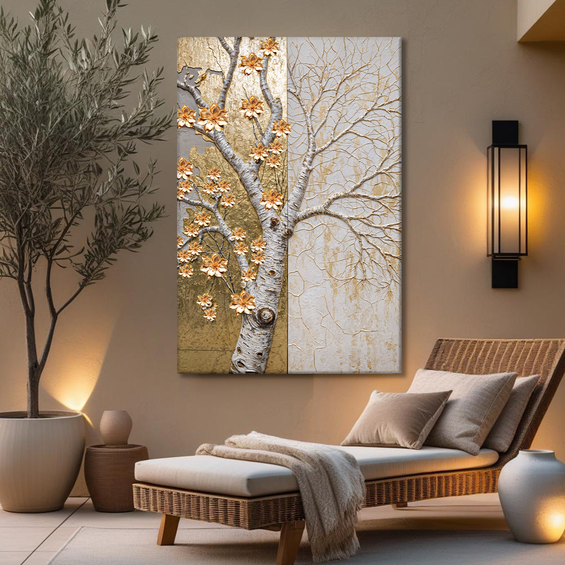 Ivory seasons nature canvas wall art with soft seasonal botanical imagery