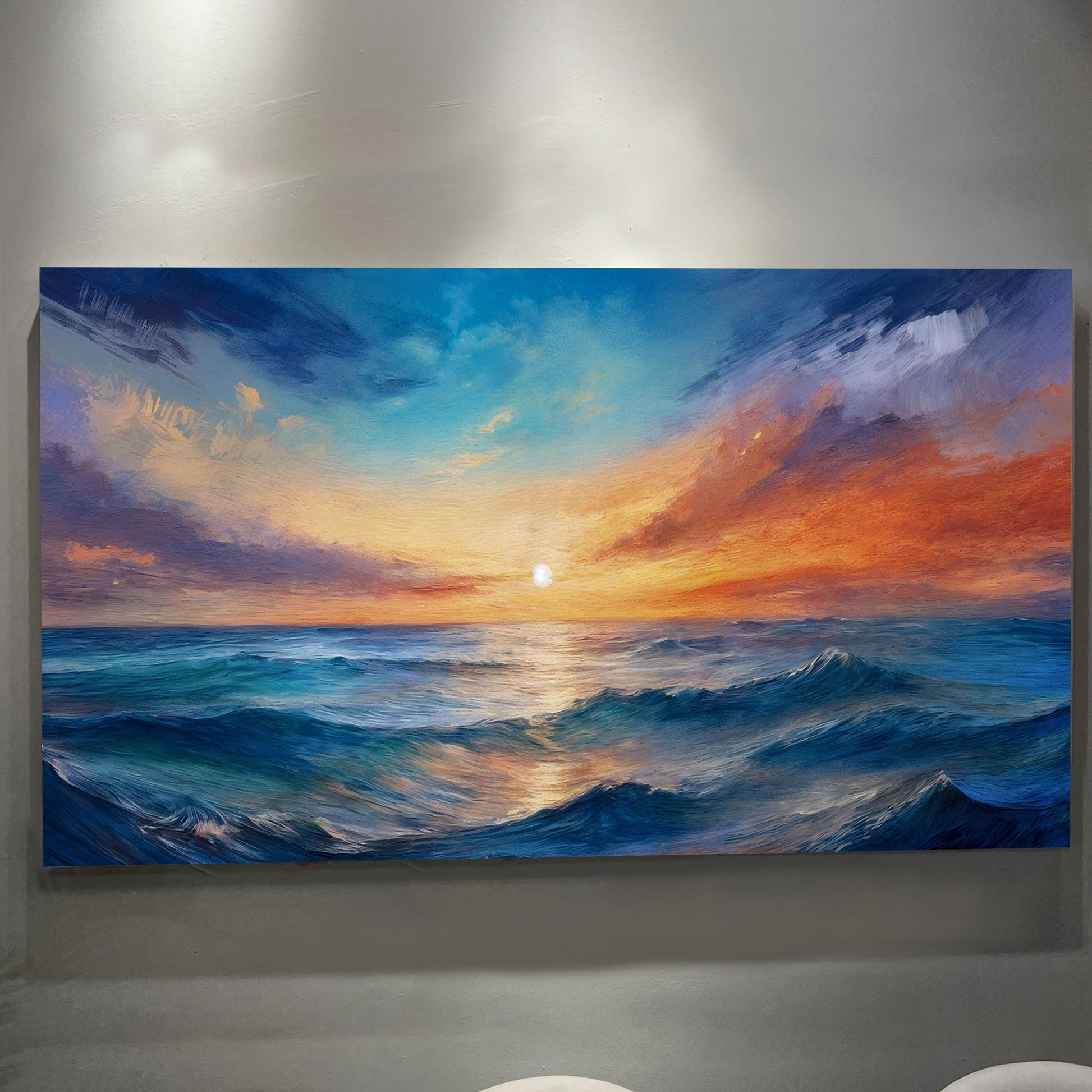 Waterscape abstract canvas wall art XIII with flowing teal water tones, gallery wrapped