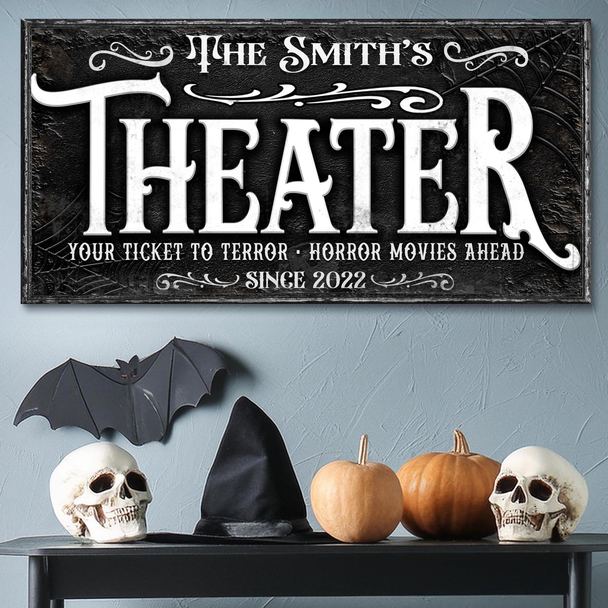 Theater room canvas wall art sign VII wide format home cinema decor, gallery-wrapped