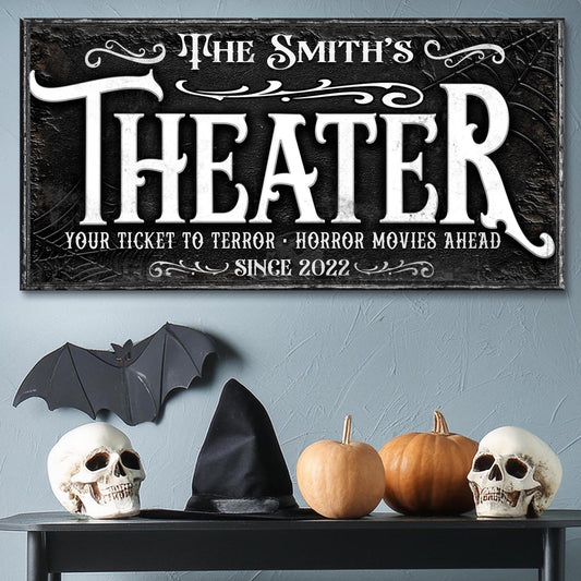 Theater room canvas wall art sign VII wide format home cinema decor, gallery-wrapped