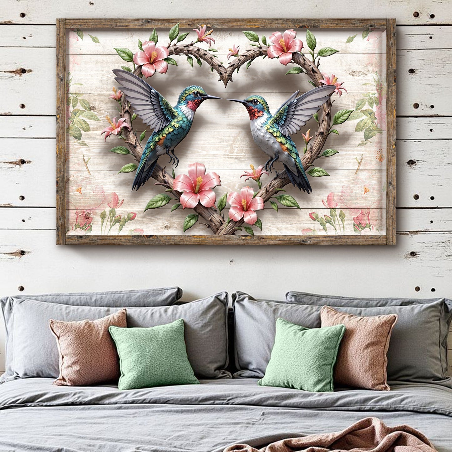 3D Hummingbirds Canvas Wall Art II