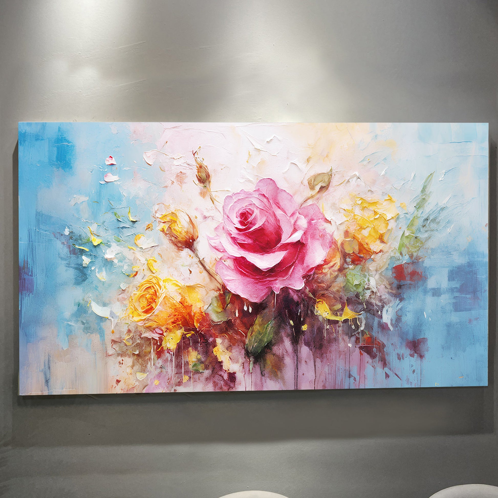 Rose flower canvas wall art with soft floral botanical imagery for home decor