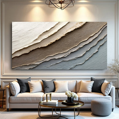 Abstract earth tones canvas wall art in warm natural color, ready to hang
