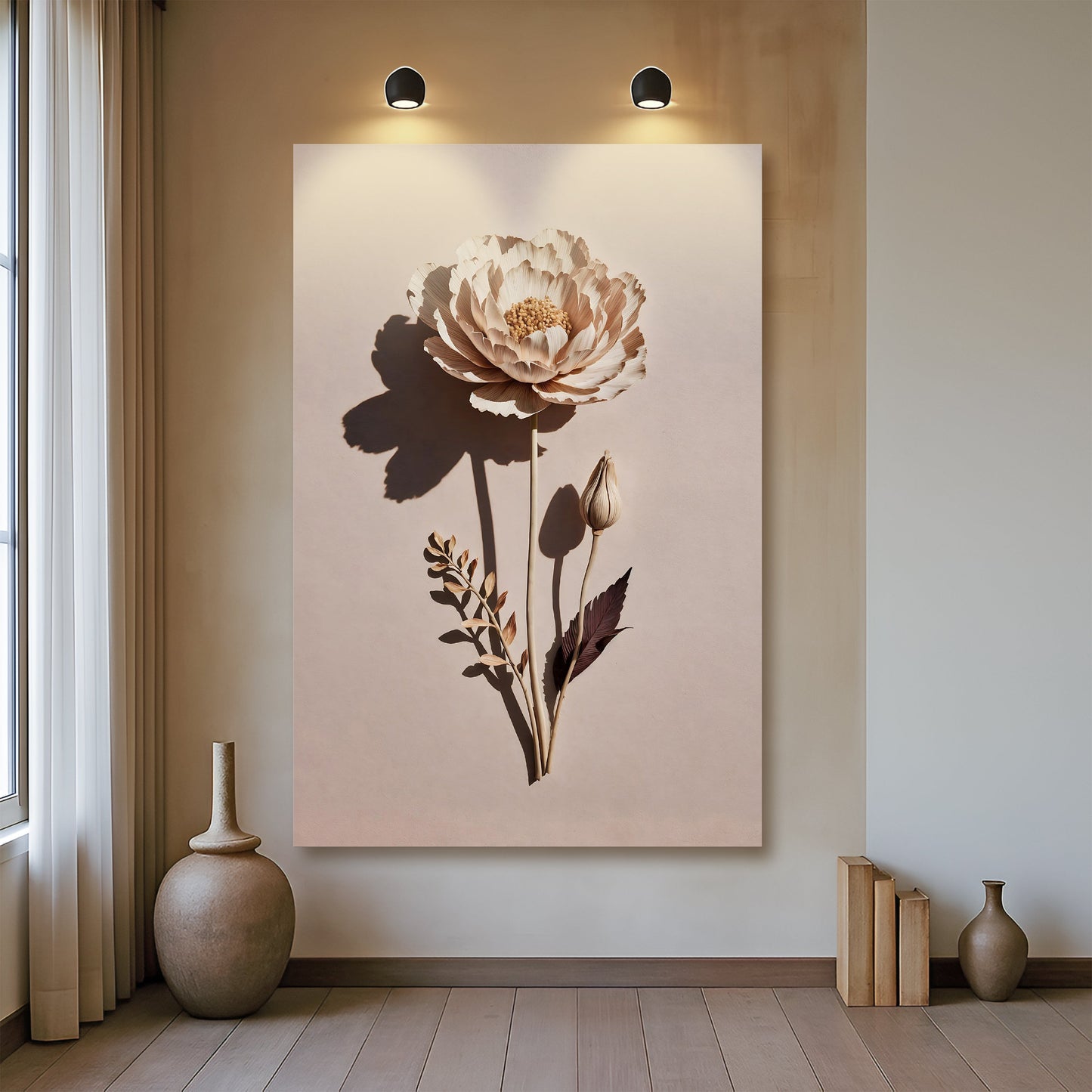Minimalist lone flower botanical canvas wall art — single bloom elegant gallery wrapped