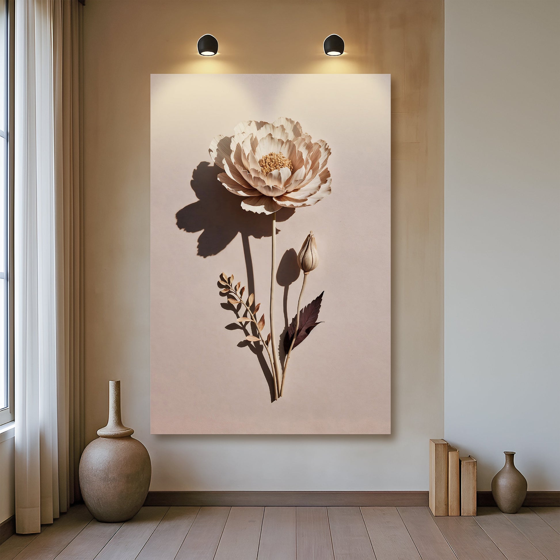 Minimalist lone flower botanical canvas wall art — single bloom elegant gallery wrapped