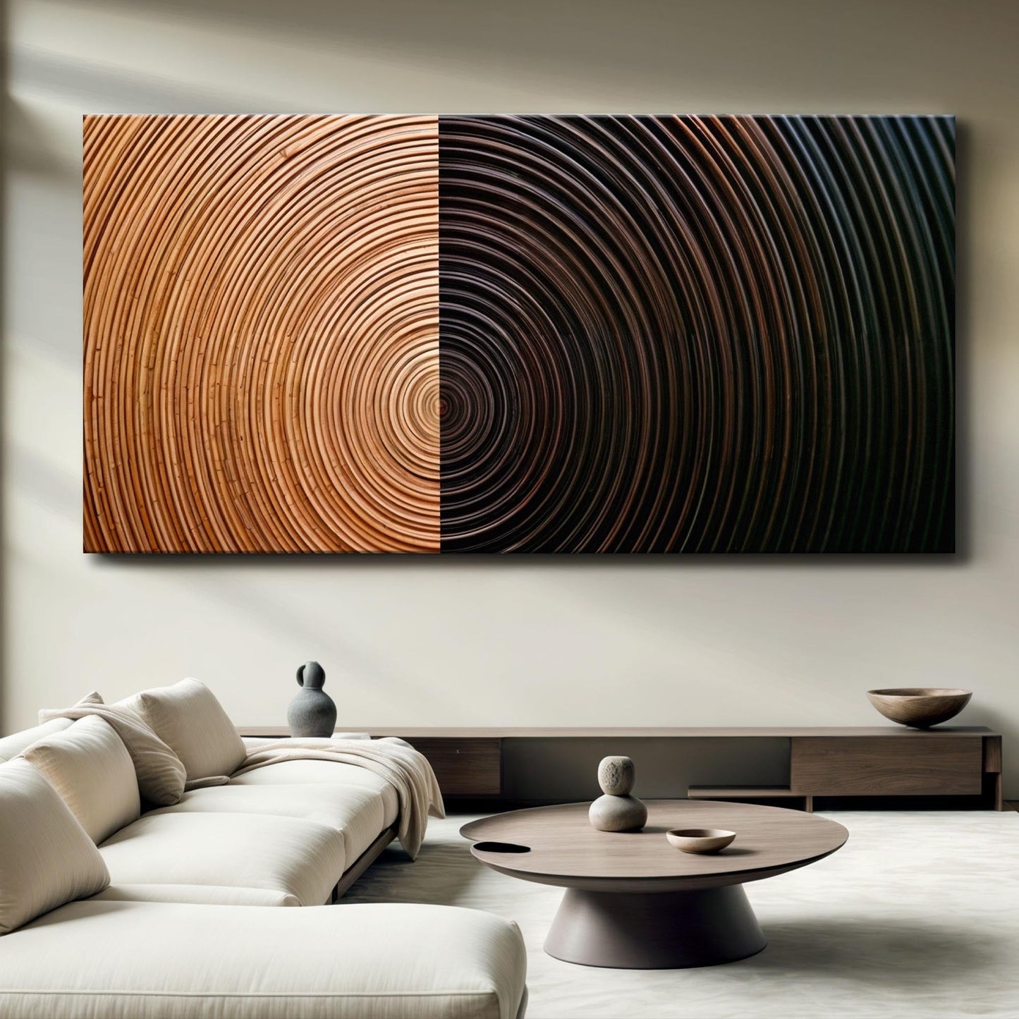 Wide-format abstract minimalist canvas wall art with refined neutral design