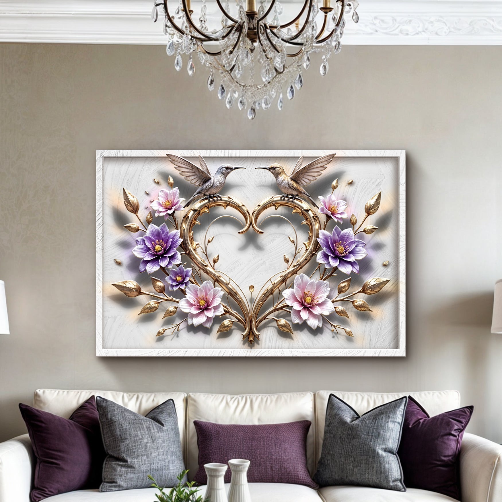 3D hummingbirds canvas wall art design five
