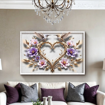 3D hummingbirds canvas wall art design five