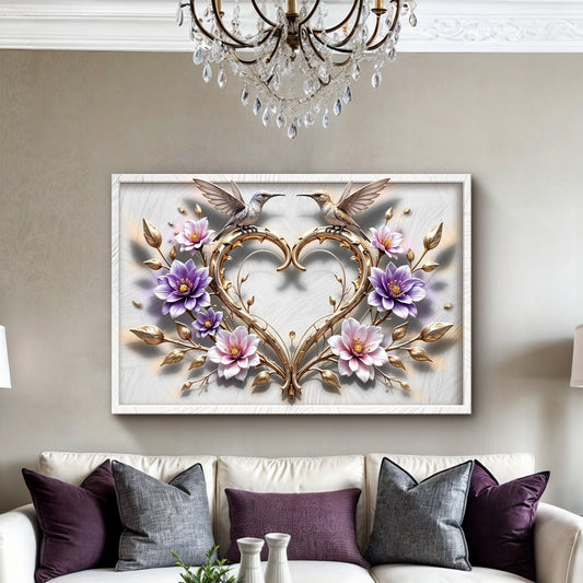 3D hummingbirds canvas wall art design five