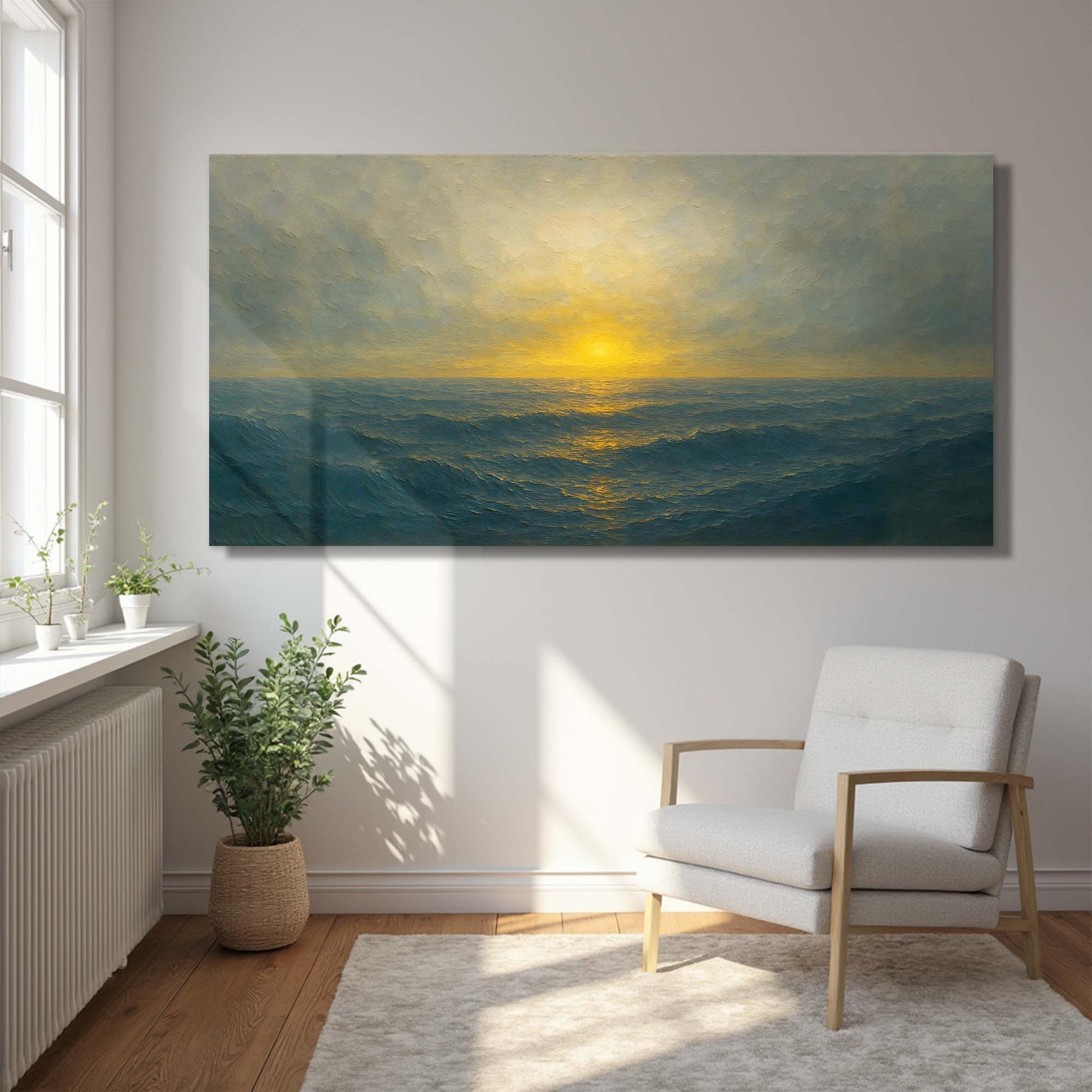 Waterscape abstract canvas wall art IV with soothing fluid water design, gallery wrapped