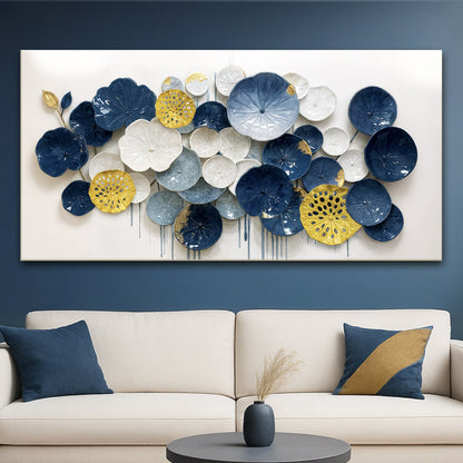 Lotus leaf abstract canvas wall art with a soft botanical feel, ready to hang