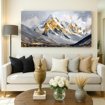 Mountain range minimalist canvas wall art with clean silhouette, ready to hang