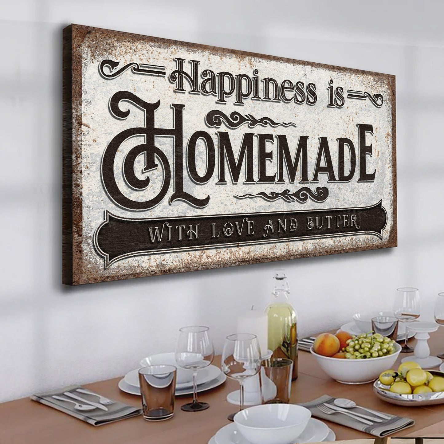 Happiness Is Homemade Kitchen Canvas Wall Art