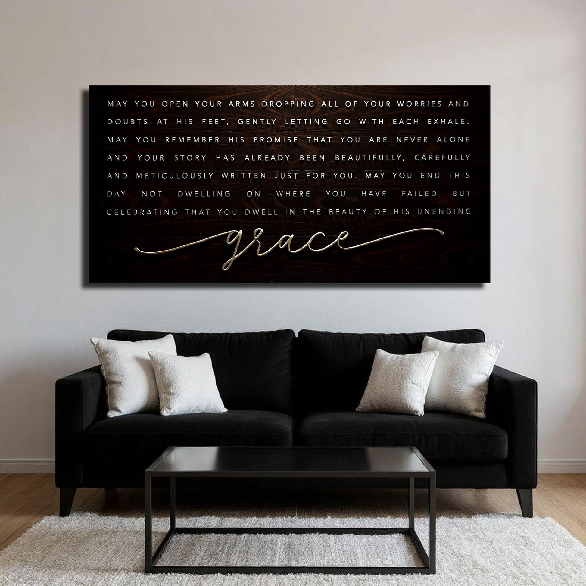 Unending Grace faith panoramic canvas wall art - wide Christian grace home decor