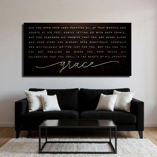Unending Grace faith panoramic canvas wall art - wide Christian grace home decor