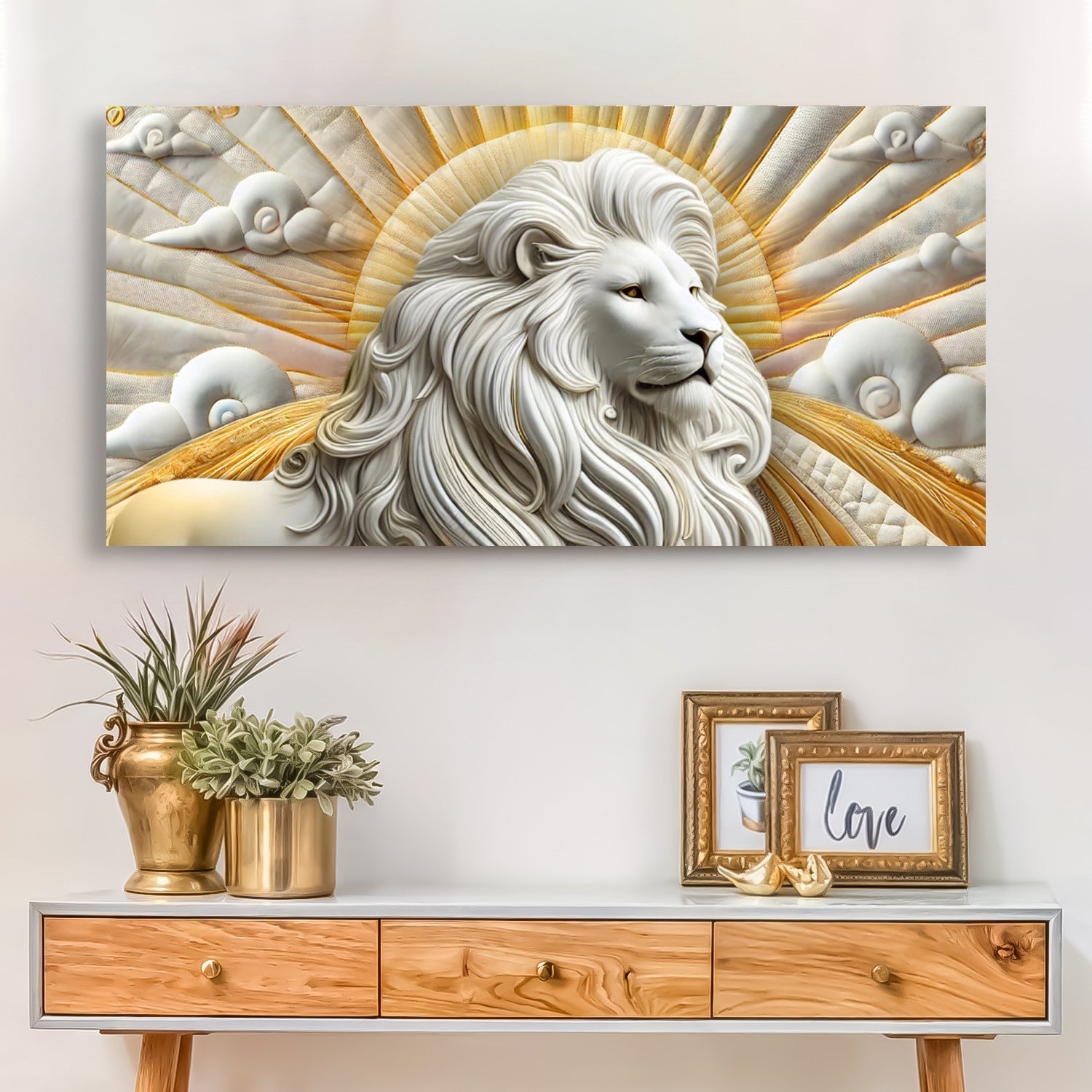 3D majestic lion canvas wall art design three