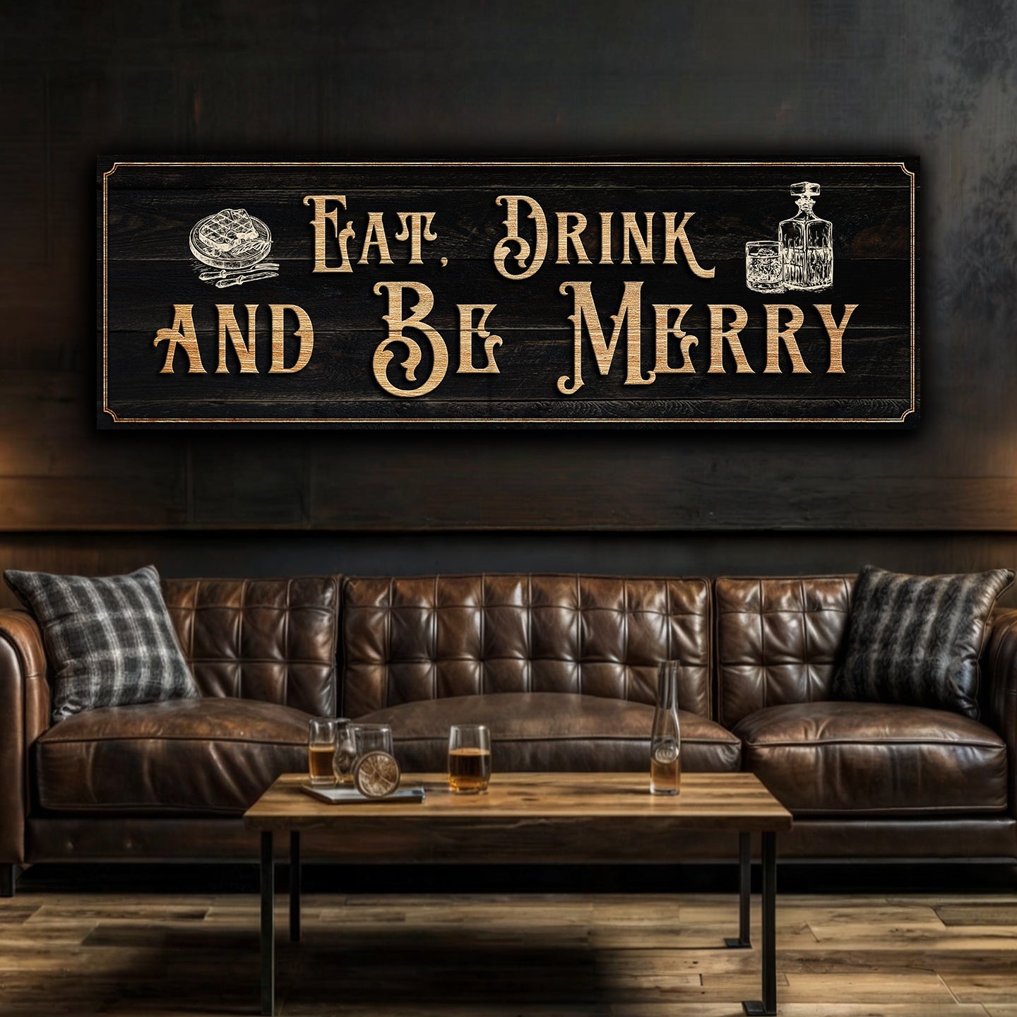 Eat Drink and Be Merry Family Canvas Wall Sign