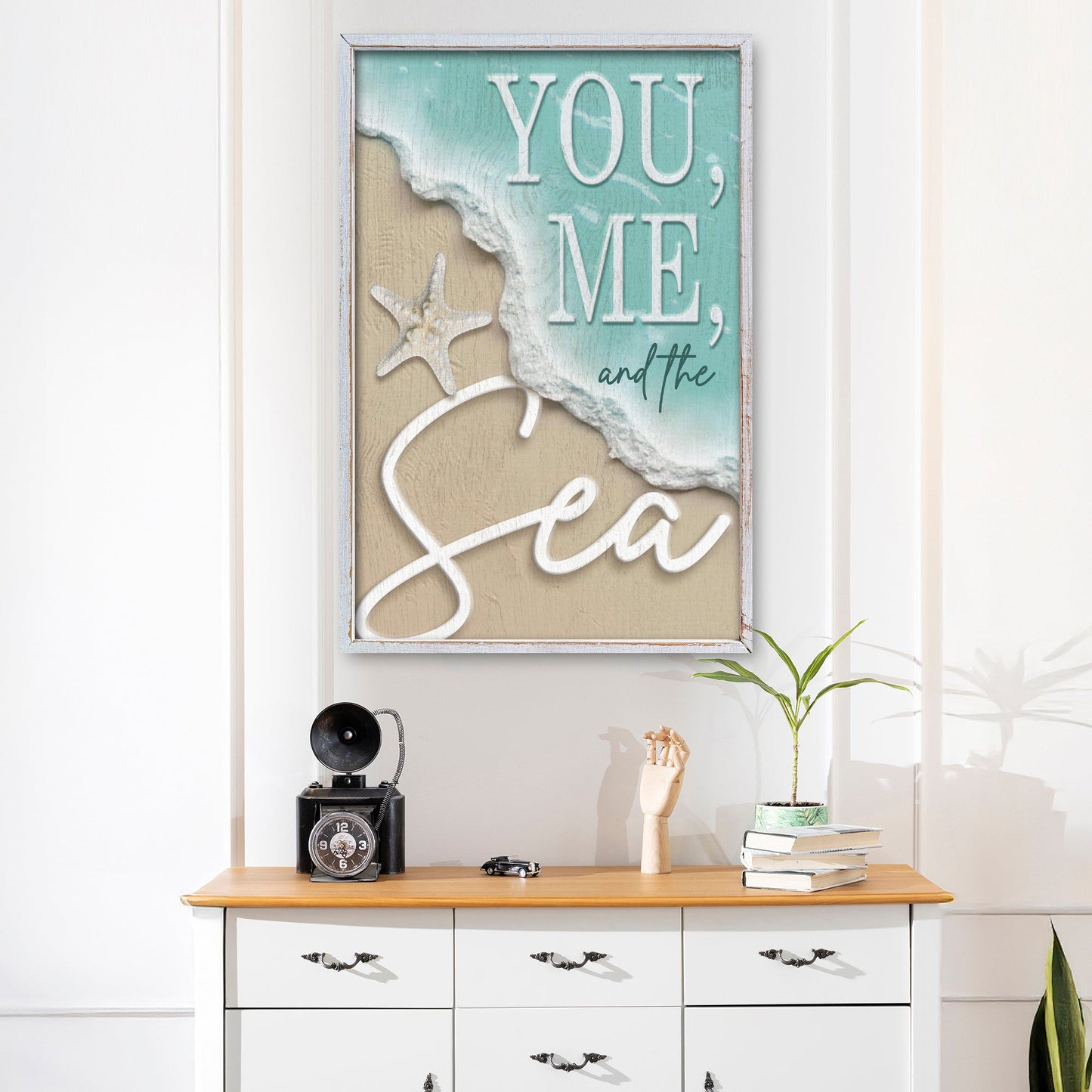 You Me and the Sea shore canvas wall art for coastal and nautical home decor