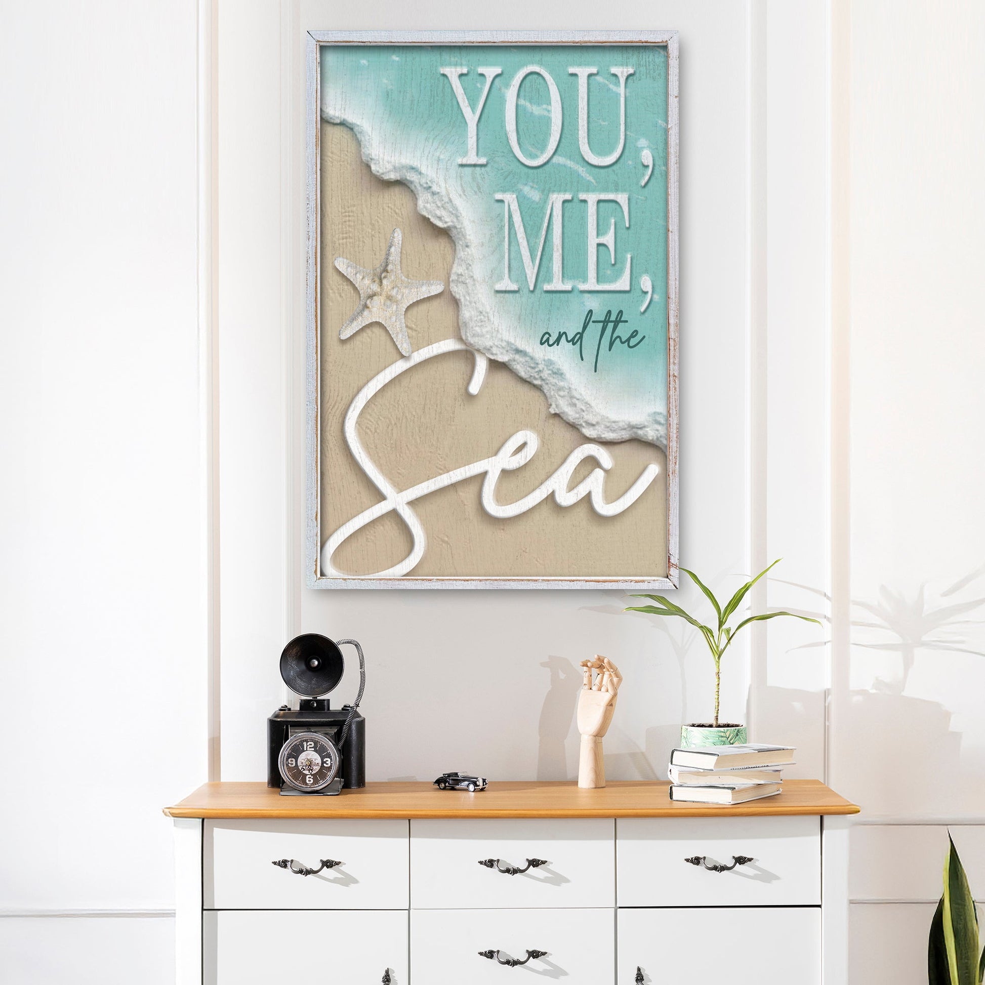 You Me and the Sea shore canvas wall art for coastal and nautical home decor