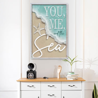 You Me and the Sea shore canvas wall art for coastal and nautical home decor
