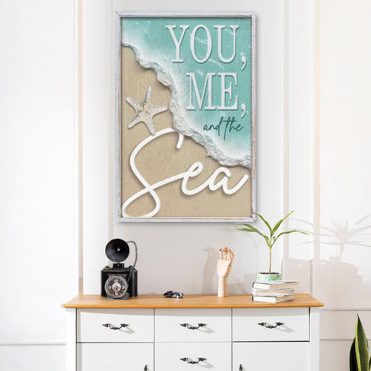 You Me and the Sea shore canvas wall art for coastal and nautical home decor
