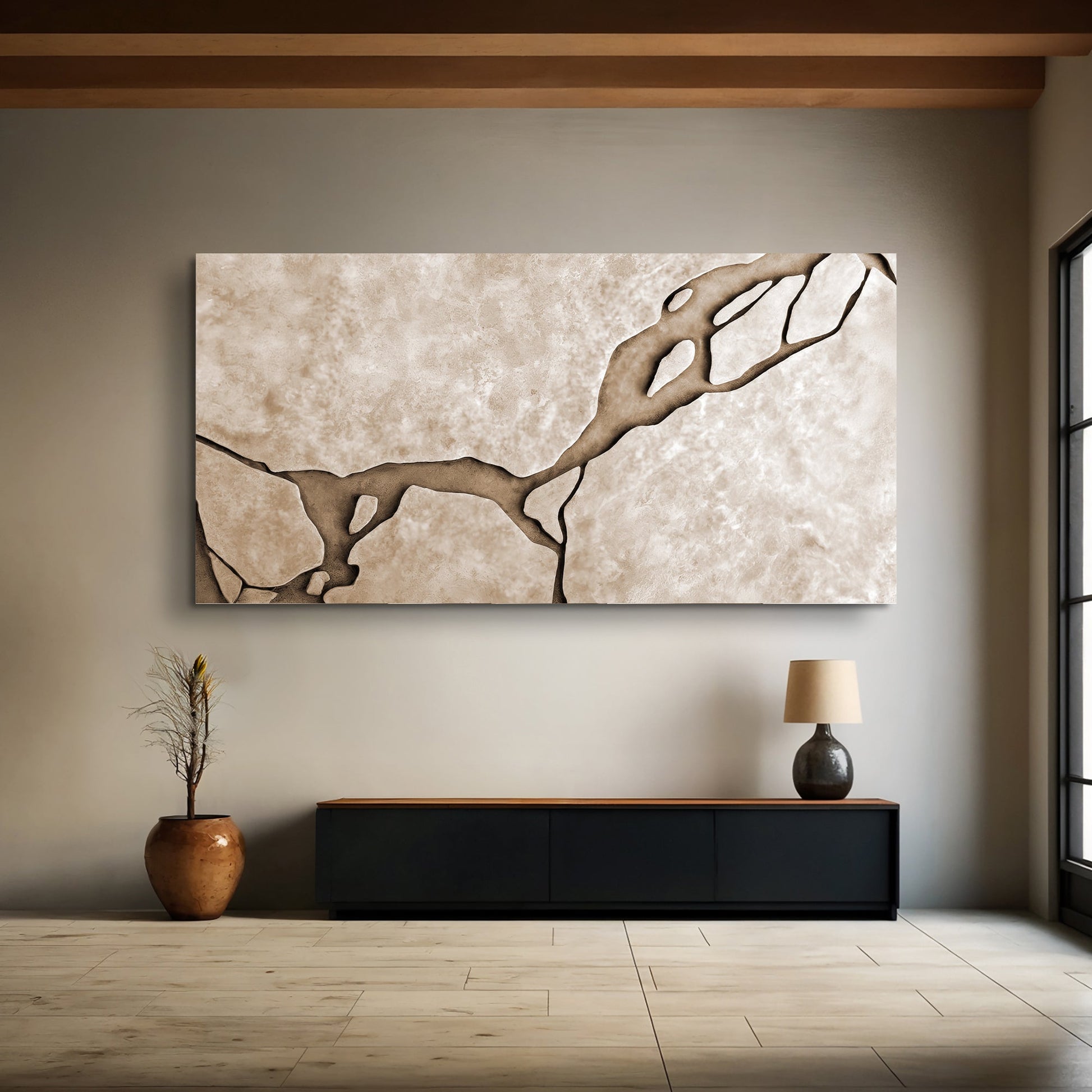 Muddy abstract canvas wall art with warm earthy texture, ready to hang