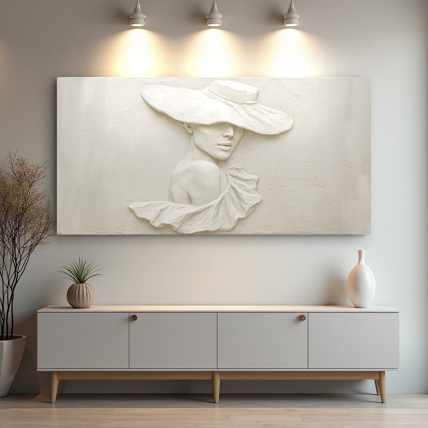 3D minimalist female portrait canvas wall art design