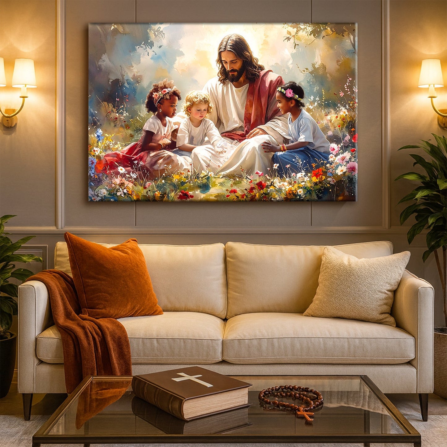 Jesus with children wall art for home - premium gallery-wrapped canvas