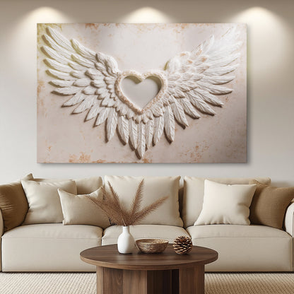 Wings of Love abstract canvas wall art with a warm romantic feel, ready to hang
