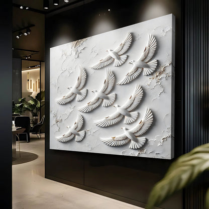 3D layered birds canvas wall art