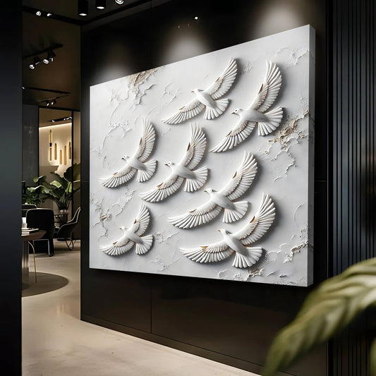 3D layered birds canvas wall art