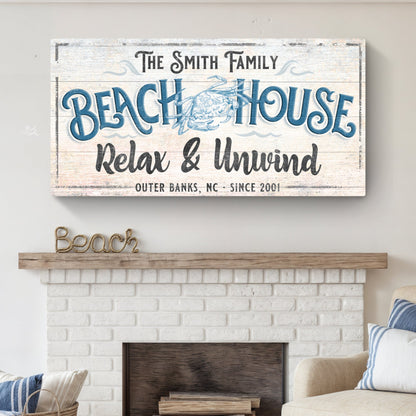 Beach House Canvas Sign IV